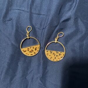Nine West Gold-Tone Circle Drop Earrings with Leopard Accent